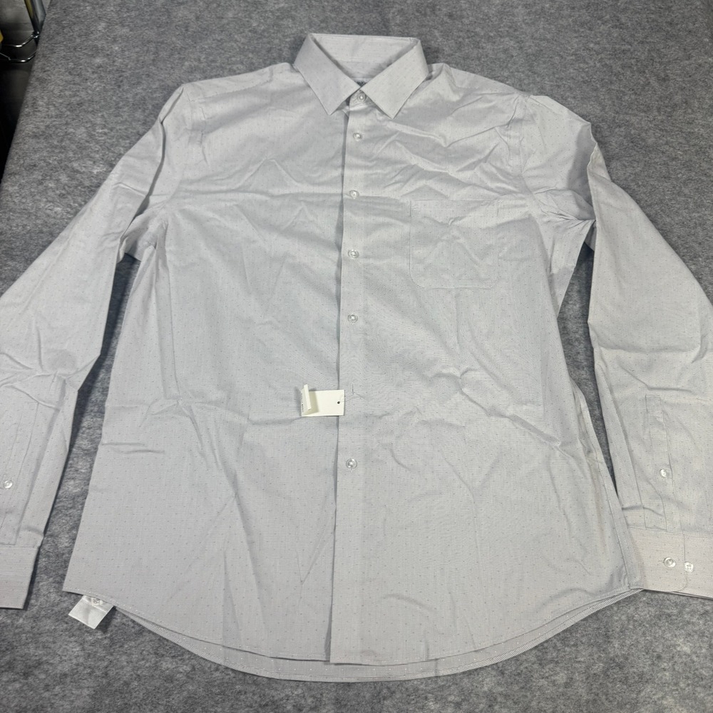 Calvin Klein Mens Wrinkle Free Fresh Regular Fit Stretch Dress Shirt 16-16.5 L